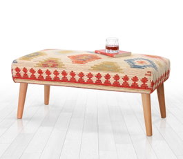 Atelier Del Sofa Banco Crema 91x42x46cm Algodón Lino Patas Haya Elegante y Cómodo